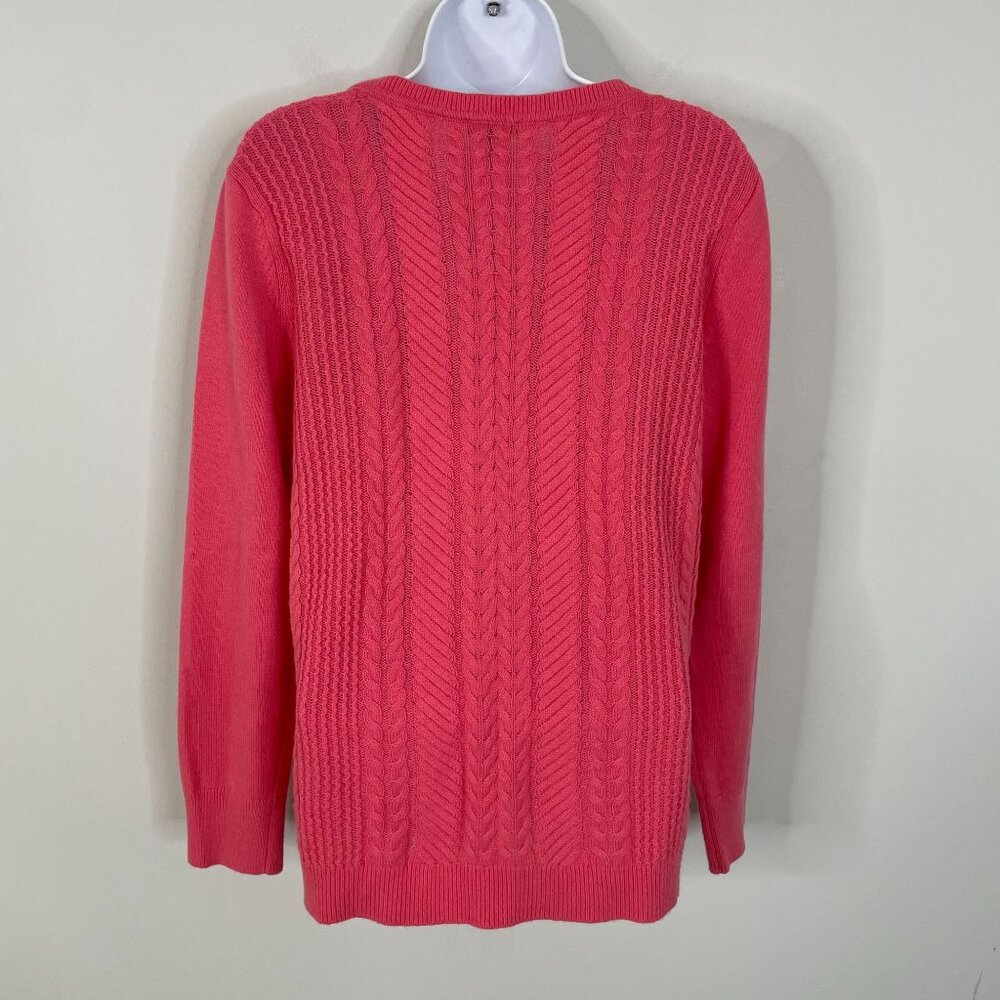 Talbots Cable Knit Sweater Size L Pink Wool Blend Feminine Dainty Capsule Preppy - Picture 9 of 11